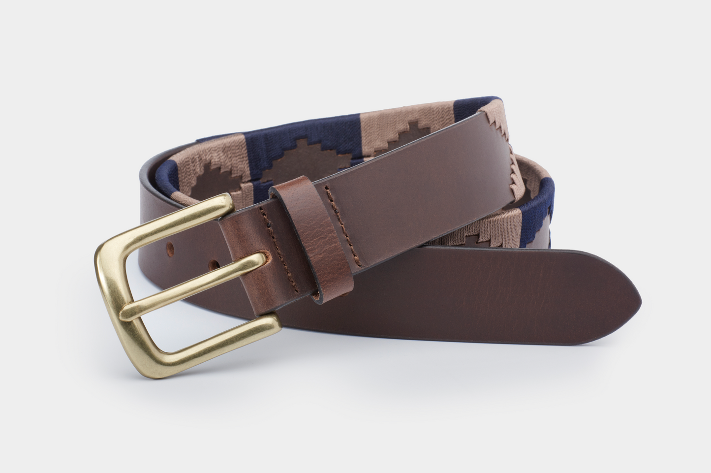 35mm Navy / White - IBEX Leather Polo Belt