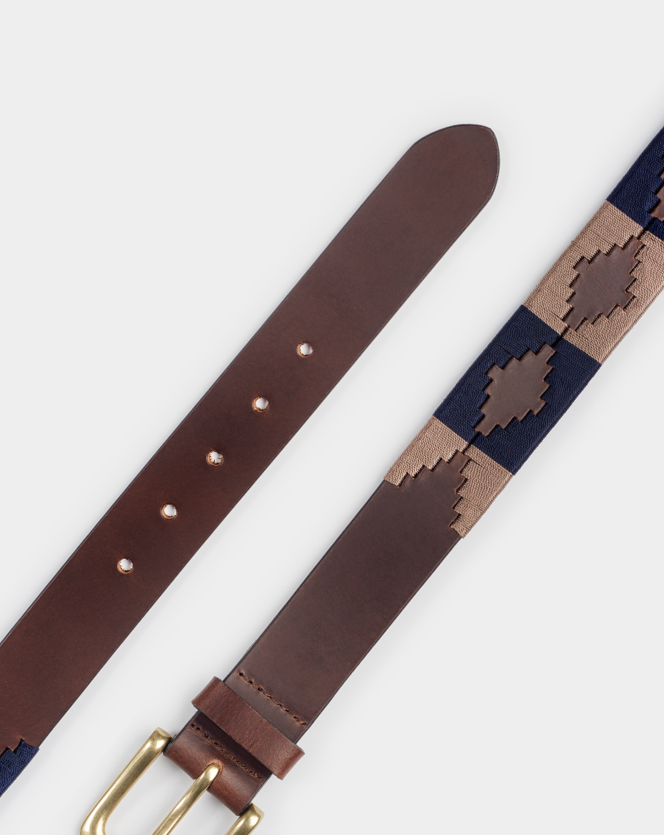 35mm Navy / White - IBEX Leather Polo Belt