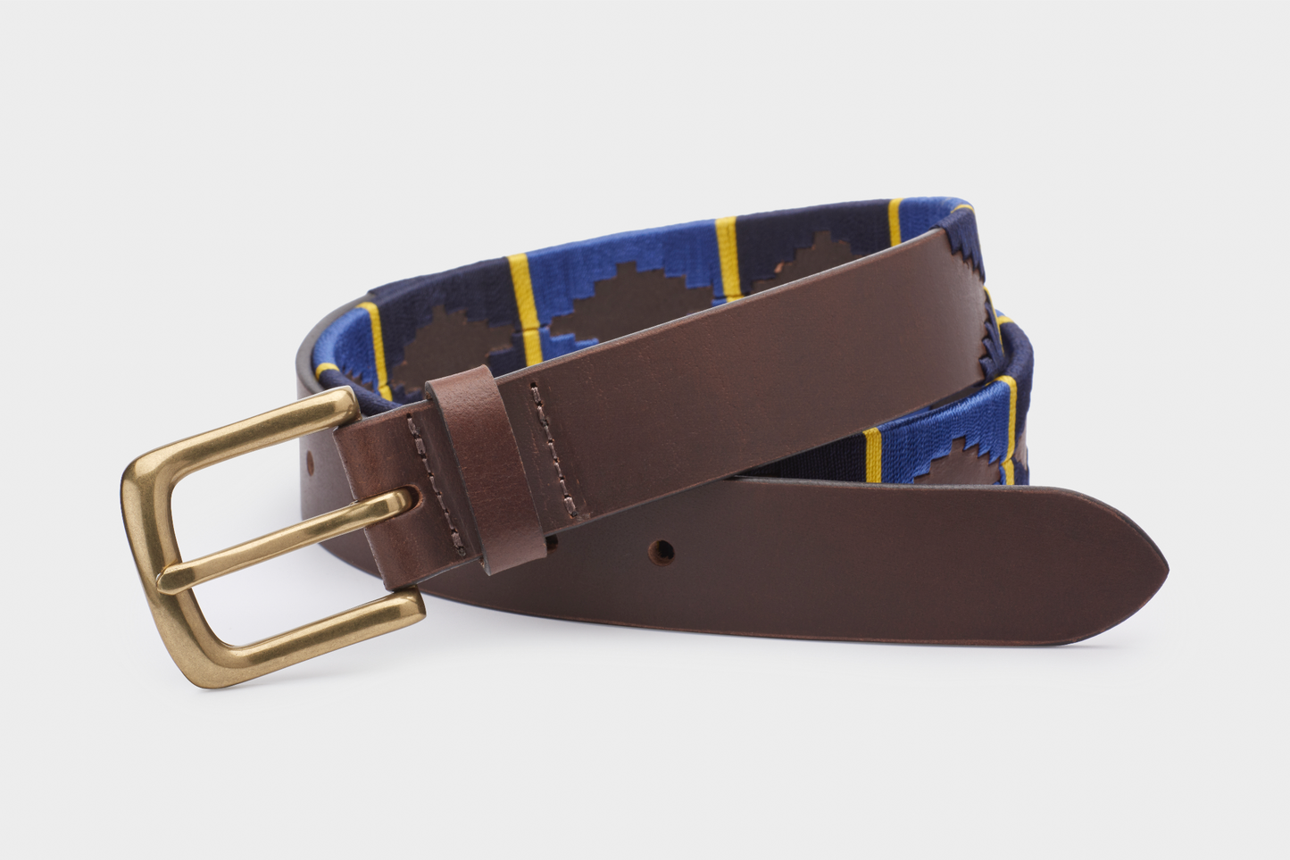 35mm Blue / Yellow - IBEX Leather Polo Belt