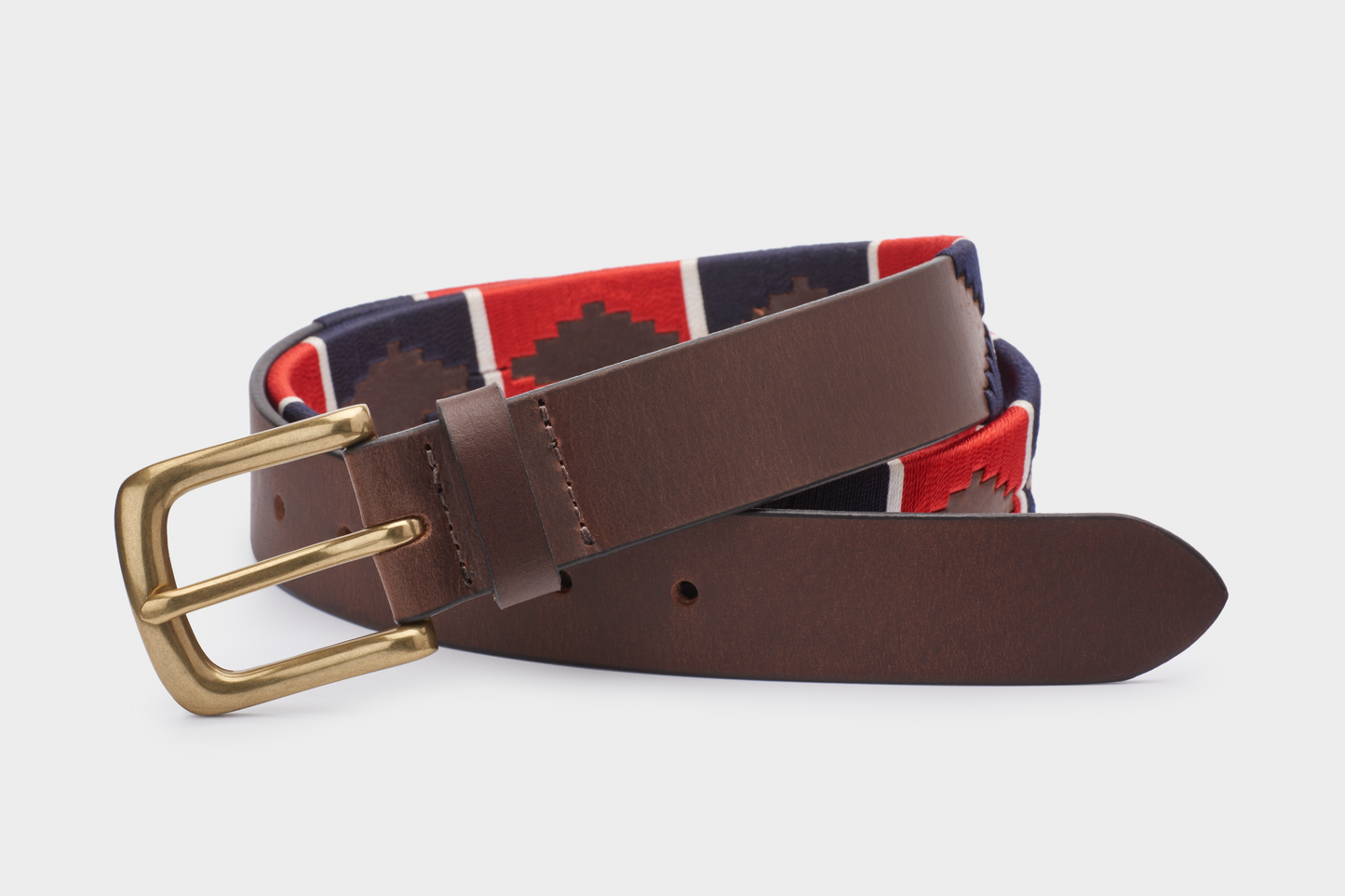 35mm Red / Navy - IBEX Leather Polo Belt