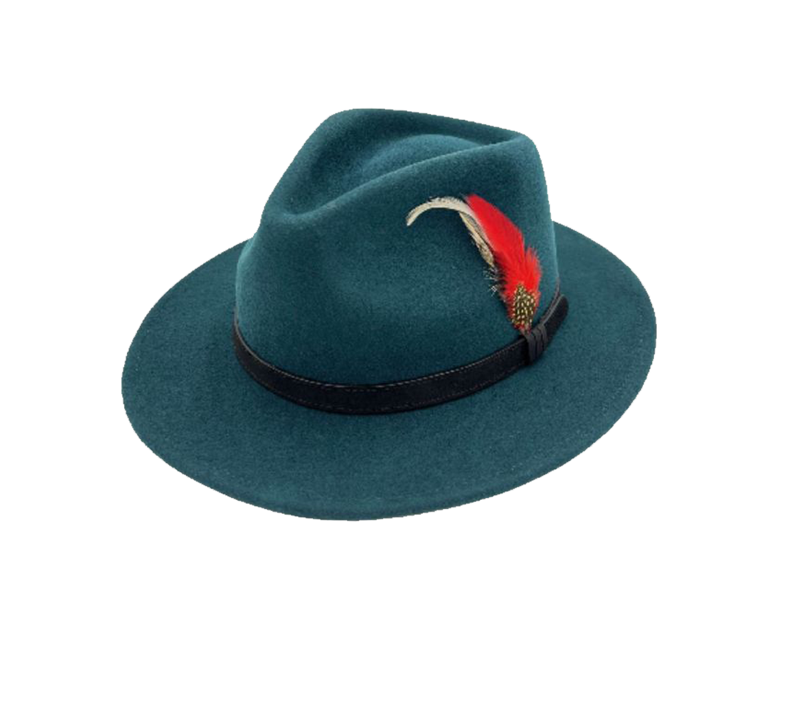 Teal Fedora Wool Hat