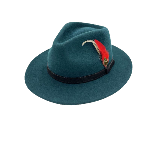 Teal Fedora Wool Hat