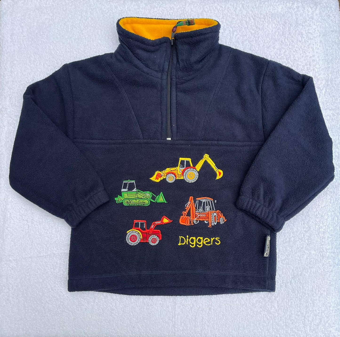 Blue / Yellow Fleece - Diggers