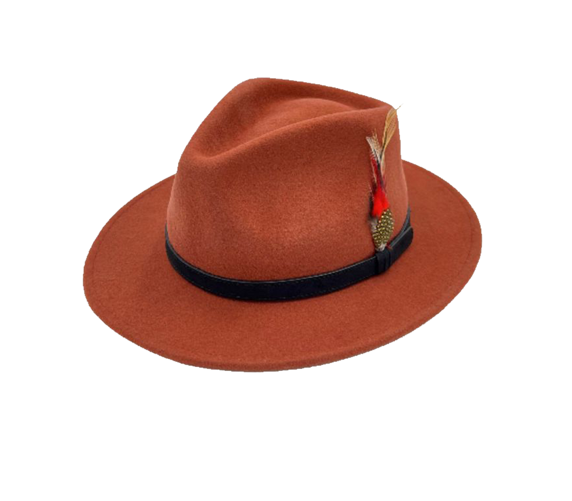 Burnt Orange Fedora Hat