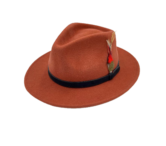 Burnt Orange Fedora Hat