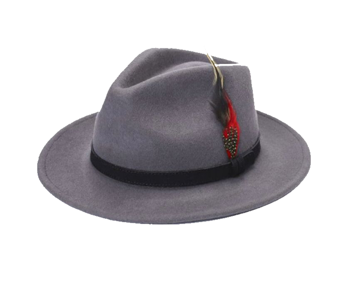 Grey Wool Fedora Hat