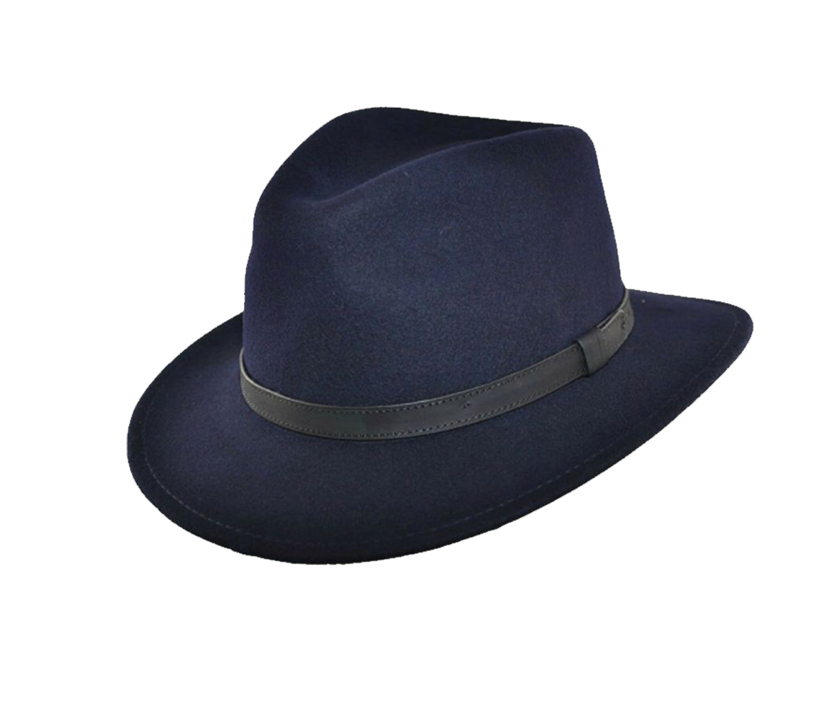 Navy Wool Fedora Hat