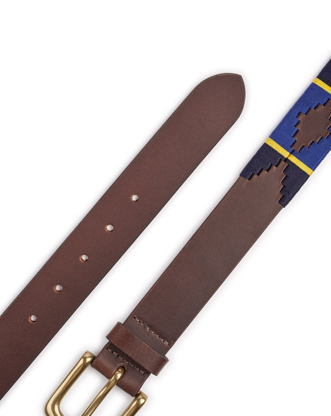 35mm Blue / Yellow - IBEX Leather Polo Belt