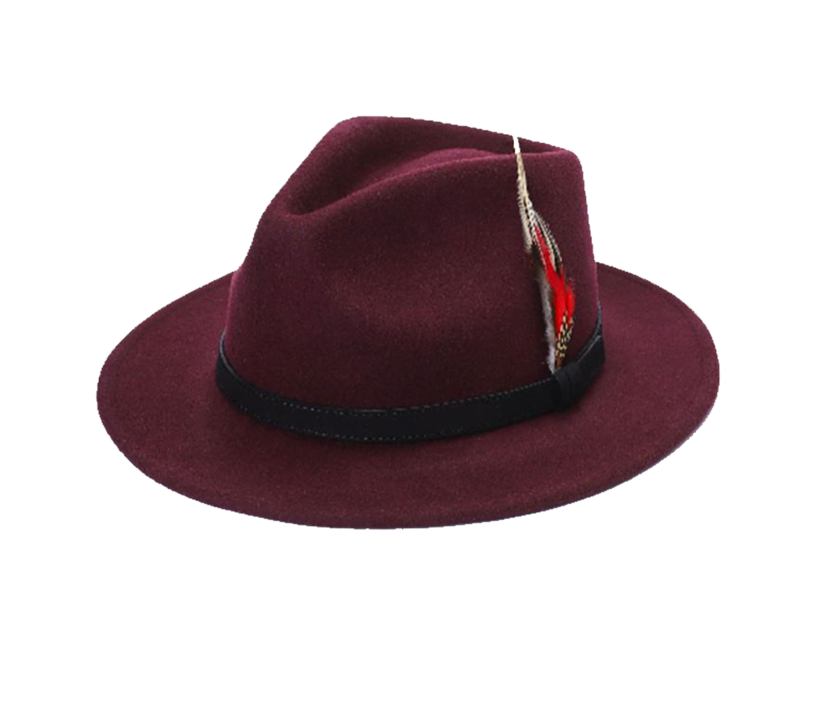 Wine Red Fedora Hat